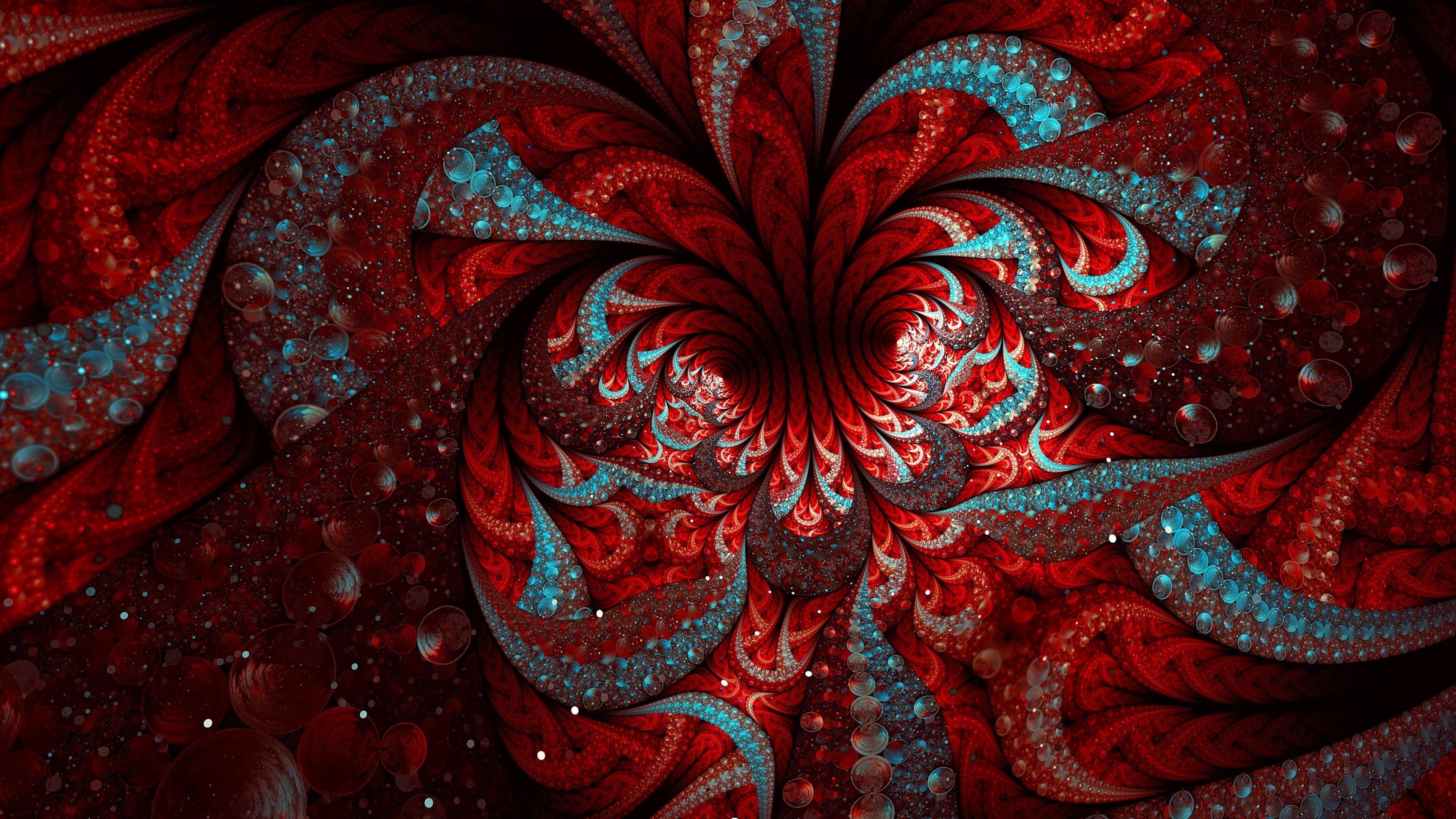 Апофиз красный синий хаотическое цифровое искусство абстракция обои скачать