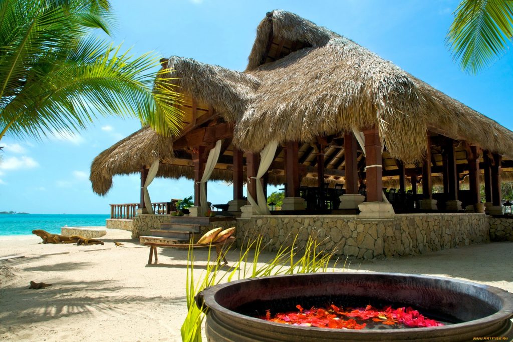 Багамы, отдых, пальмы, песок обои скачать