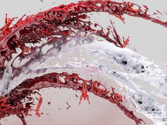 Графический красный и белый всплеск воды абстрактный