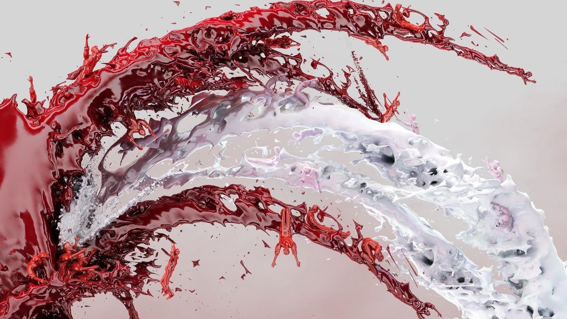Графический красный и белый всплеск воды абстрактный обои скачать