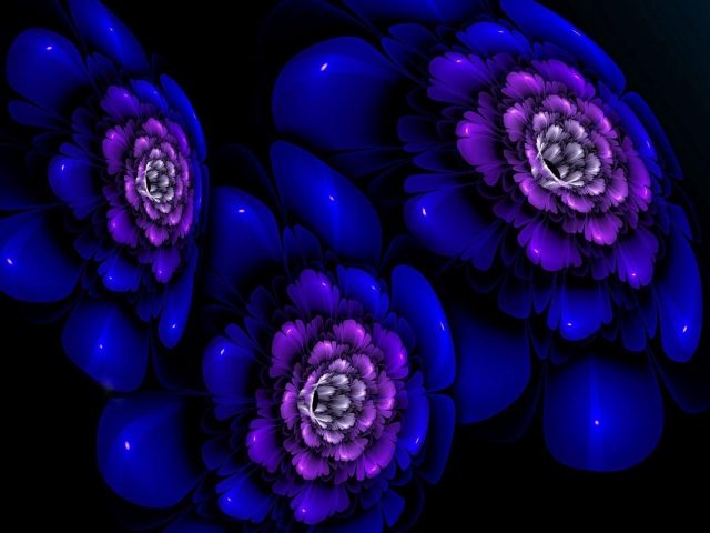 Фрактал темно-синие цветы пятна абстрактные