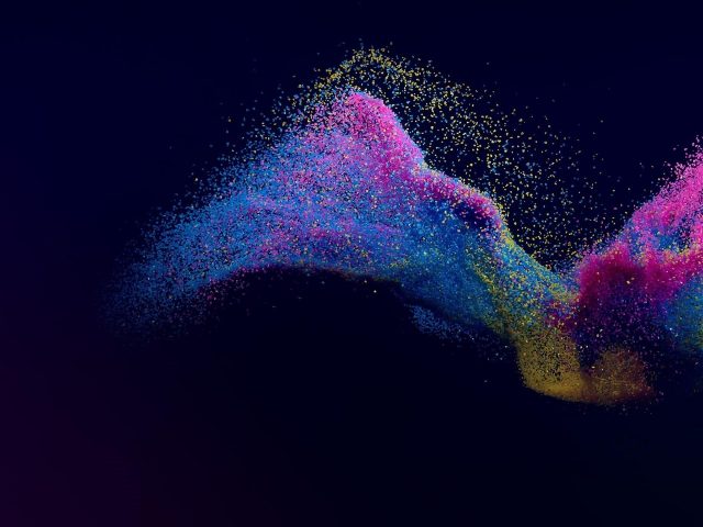 Летающие разноцветные частицы