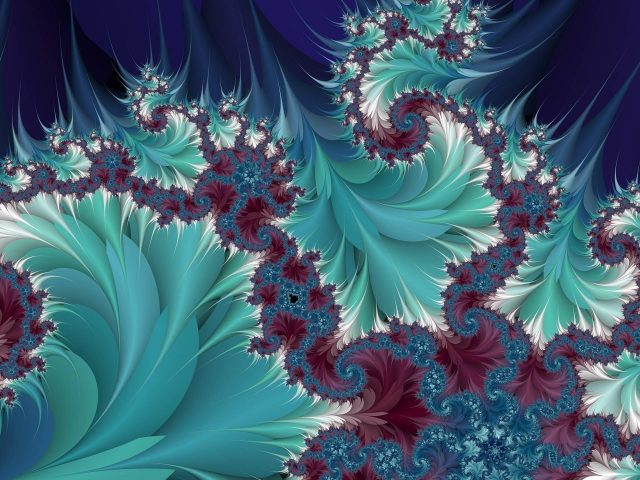 Синий фрактал листья искусство абстракция