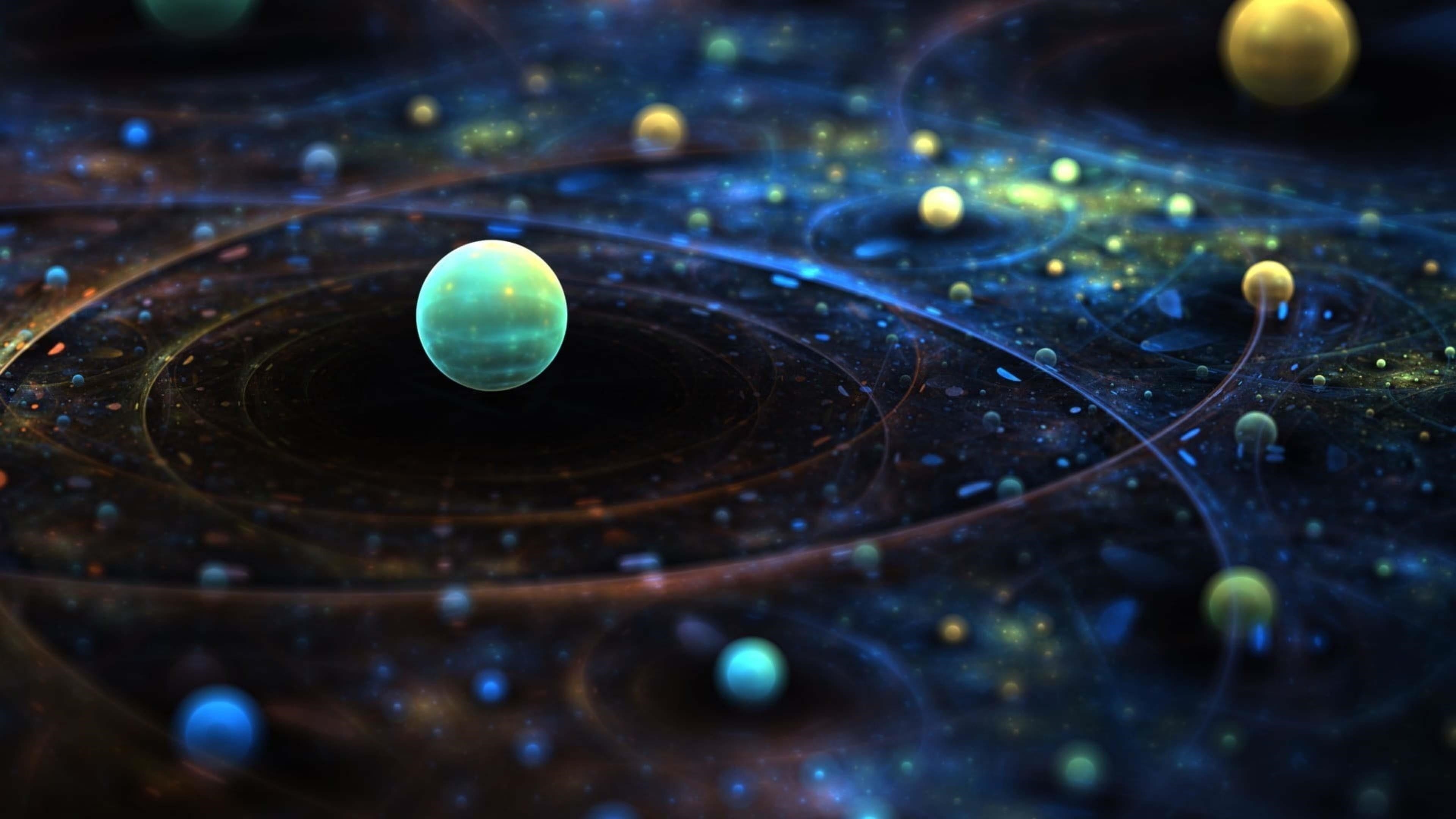 Вселенная разноцветная планета космическое искусство 4k hd абстракция обои скачать