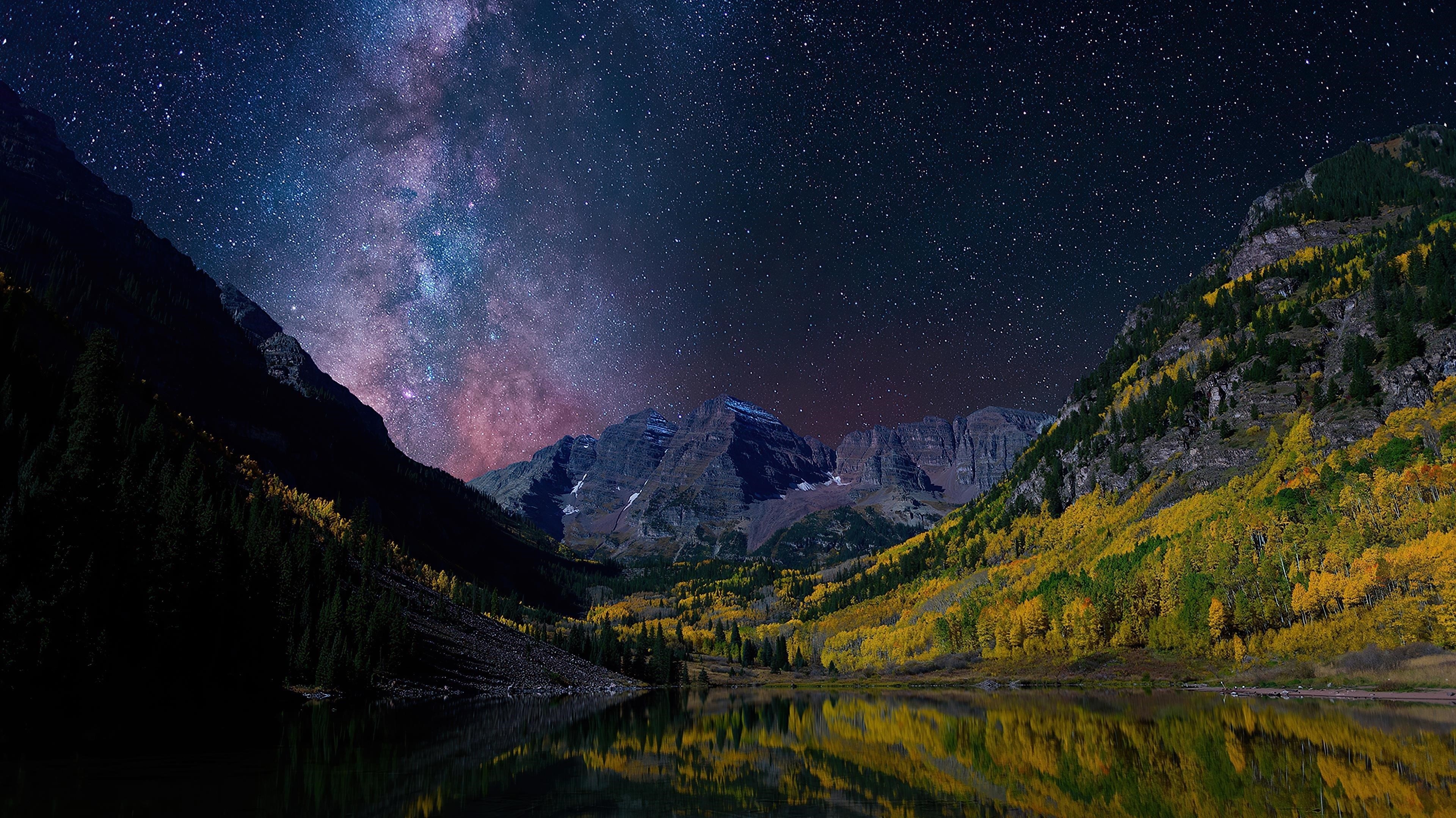 Млечный Путь в звездную ночь пейзаж природа обои скачать
