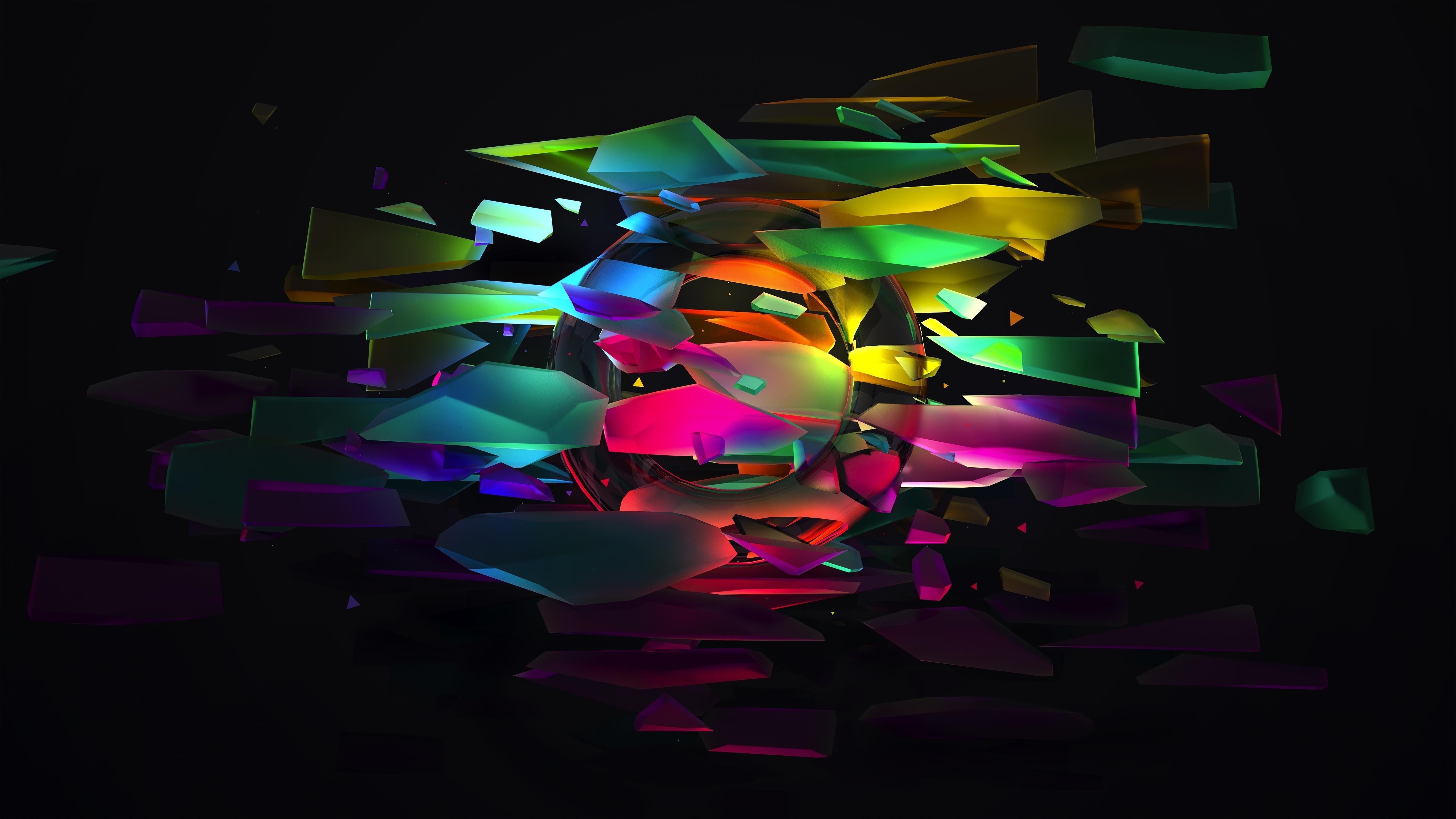 Красочная гамма спектра формы с разделенным черным фоном абстрактные обои скачать