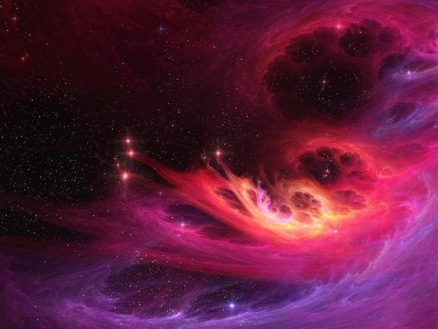 Розовый огонь космические звезды абстрактные