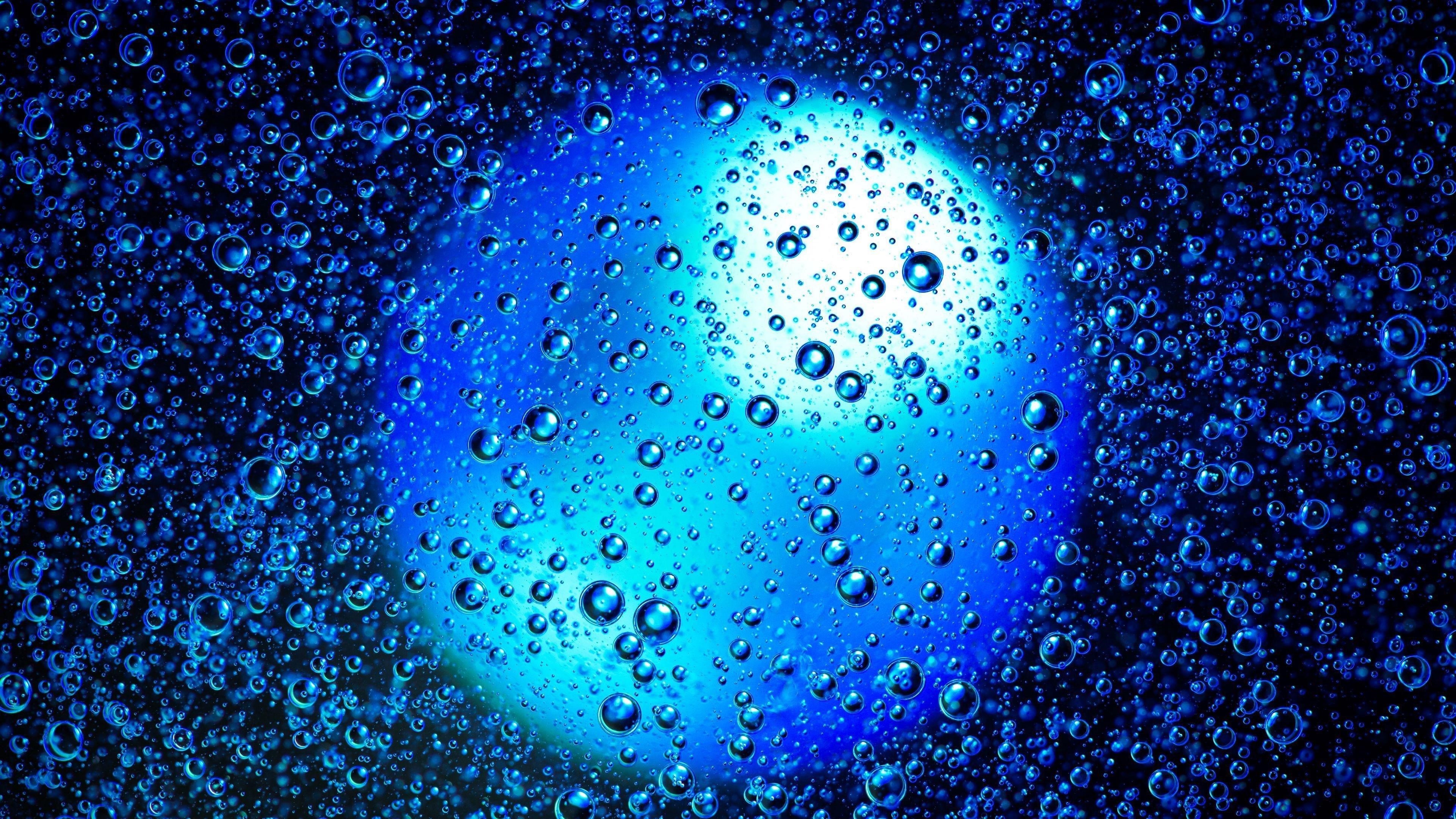 Синие капли пузыри круглые абстрактные обои скачать