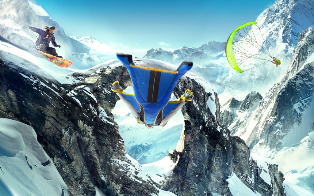 Steep Wingsuit Snowboarding Paragliding обои скачать