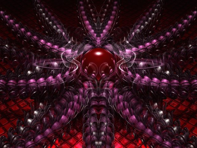 Фиолетово-красные шары фрактальной формы абстрактные